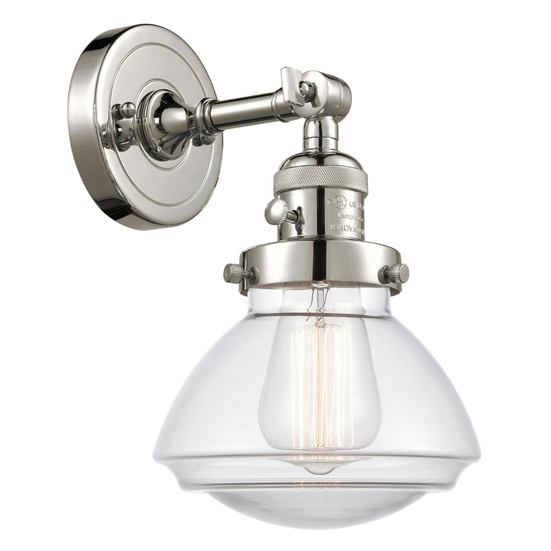 Olean Sconce shown in the Polished Nickel finish with a Clear shade