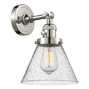 Innovations Lighting Large Cone 1-100 watt 8" Polished Nickel Sconce with Seedy glass and Solid Brass 180 Degree Adjustable Swivel with Engraved Cast Cup Includes a "High-Low-Off" Switch. 203SW-PN-G44