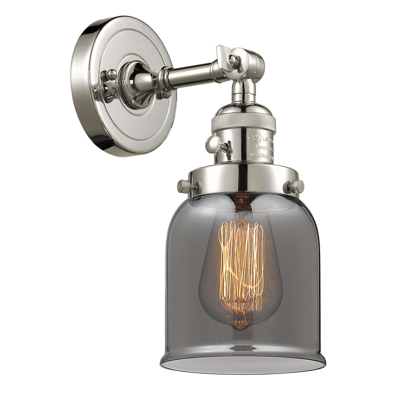 Bell Sconce shown in the Polished Nickel finish with a Plated Smoke shade