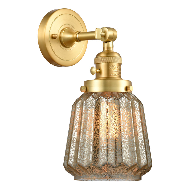 Chatham Sconce shown in the Satin Gold finish with a Mercury shade
