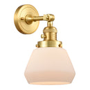 Fulton Sconce shown in the Satin Gold finish with a Matte White shade