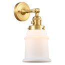 Canton Sconce shown in the Satin Gold finish with a Matte White shade