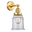 Canton Sconce shown in the Satin Gold finish with a Clear shade