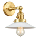 Halophane Sconce shown in the Satin Gold finish with a Matte White Halophane shade