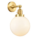 Beacon Sconce shown in the Satin Gold finish with a Matte White shade