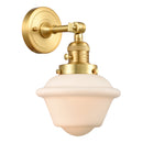 Oxford Sconce shown in the Satin Gold finish with a Matte White shade