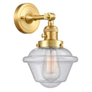 Oxford Sconce shown in the Satin Gold finish with a Seedy shade