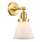 Cone Sconce shown in the Satin Gold finish with a Matte White shade