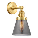 Cone Sconce shown in the Satin Gold finish with a Plated Smoke shade