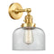 Bell Sconce shown in the Satin Gold finish with a Clear shade