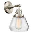 Fulton Sconce shown in the Brushed Satin Nickel finish with a Clear shade