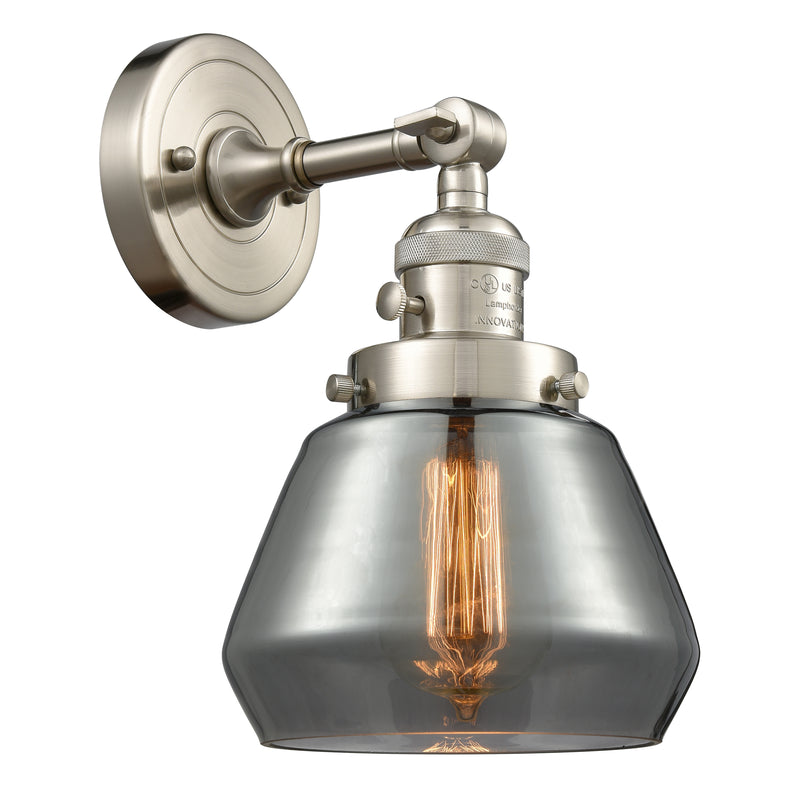 Fulton Sconce shown in the Brushed Satin Nickel finish with a Plated Smoke shade