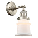 Canton Sconce shown in the Brushed Satin Nickel finish with a Matte White shade