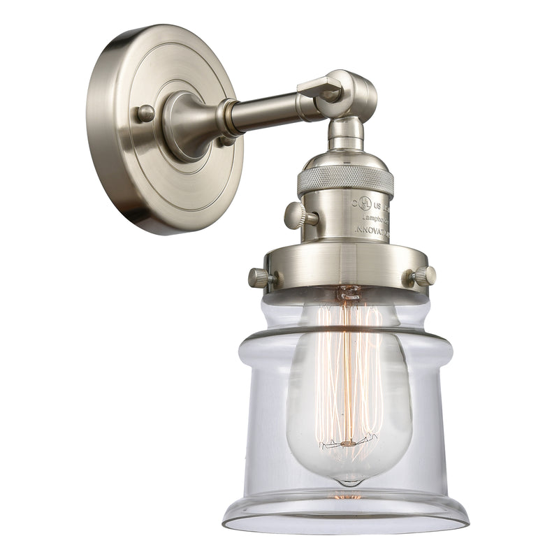 Canton Sconce shown in the Brushed Satin Nickel finish with a Clear shade