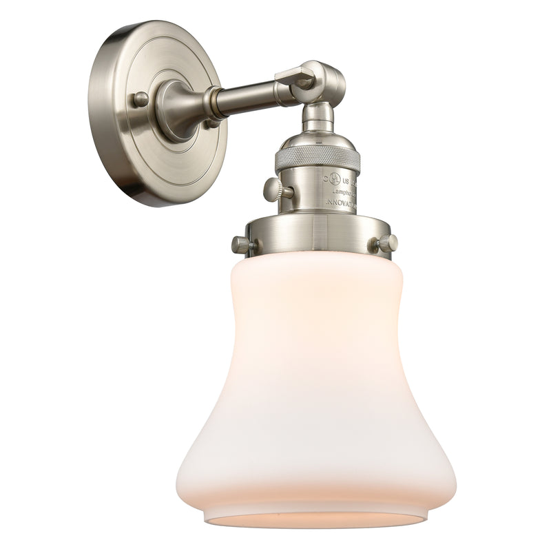 Bellmont Sconce shown in the Brushed Satin Nickel finish with a Matte White shade