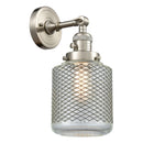 Stanton Sconce shown in the Brushed Satin Nickel finish with a Clear Wire Mesh shade