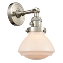 Olean Sconce shown in the Brushed Satin Nickel finish with a Matte White shade