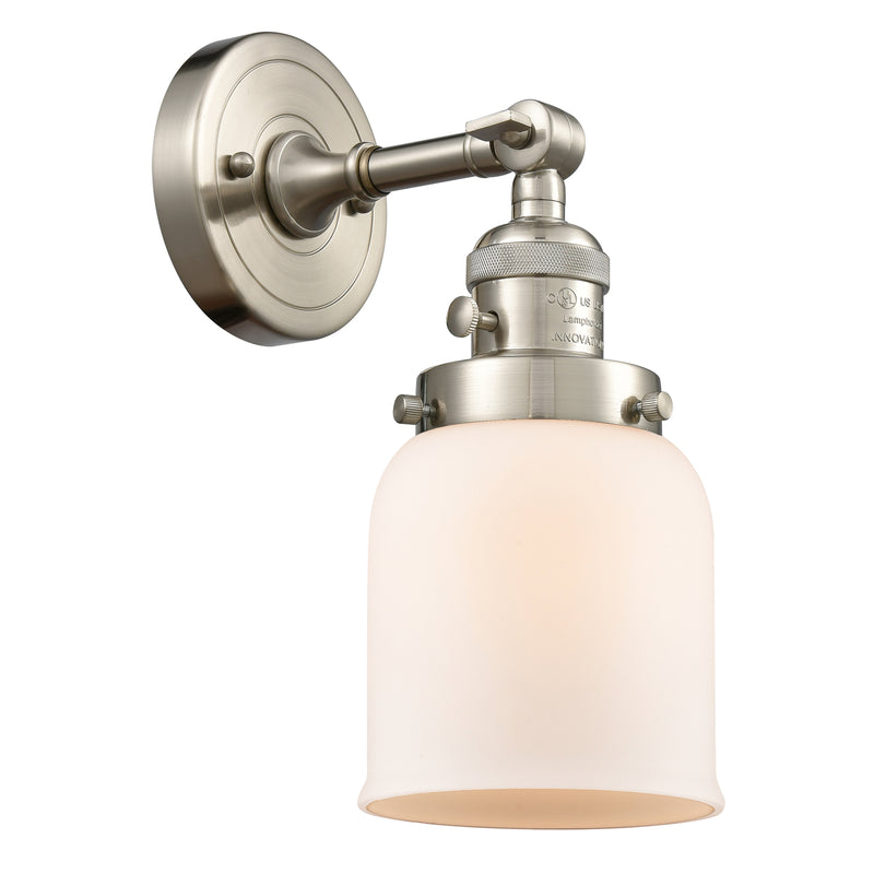 Bell Sconce shown in the Brushed Satin Nickel finish with a Matte White shade