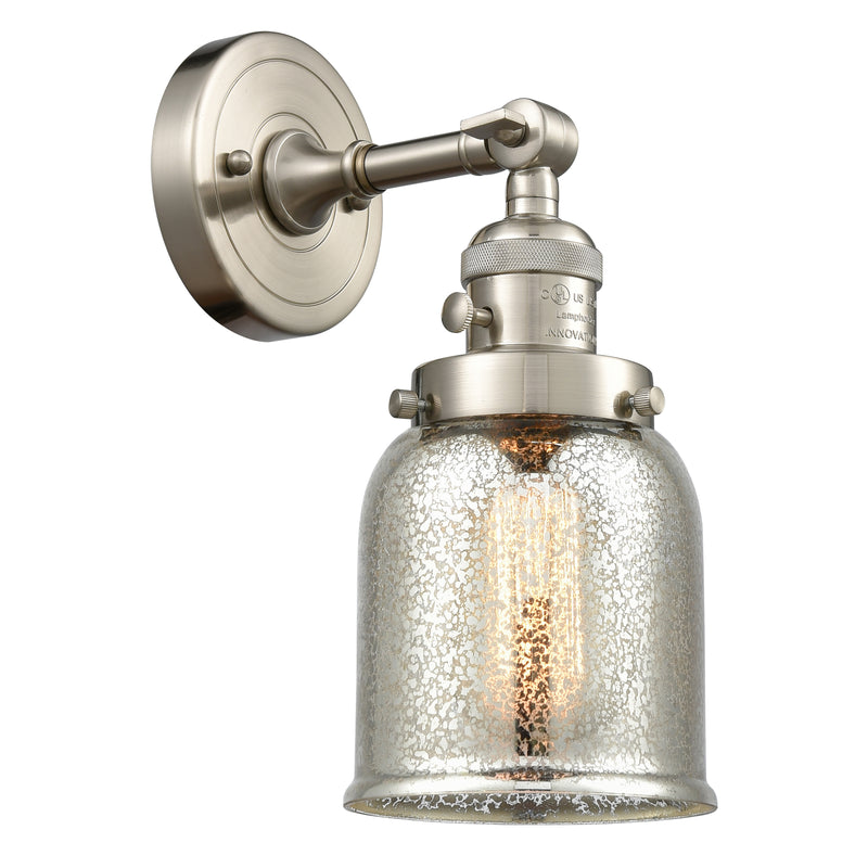 Bell Sconce shown in the Brushed Satin Nickel finish with a Silver Plated Mercury shade