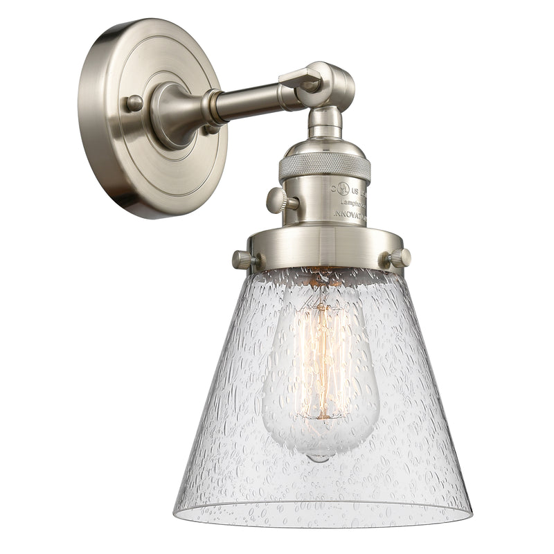 Cone Sconce shown in the Brushed Satin Nickel finish with a Seedy shade