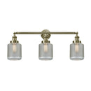 Stanton Bath Vanity Light shown in the Antique Brass finish with a Clear Wire Mesh shade