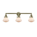 Olean Bath Vanity Light shown in the Antique Brass finish with a Matte White shade