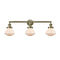 Olean Bath Vanity Light shown in the Antique Brass finish with a Matte White shade