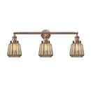 Chatham Bath Vanity Light shown in the Antique Copper finish with a Mercury shade