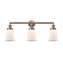 Canton Bath Vanity Light shown in the Antique Copper finish with a Matte White shade