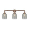 Stanton Bath Vanity Light shown in the Antique Copper finish with a Clear Wire Mesh shade