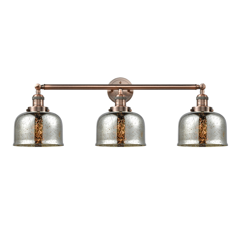Bell Bath Vanity Light shown in the Antique Copper finish with a Silver Plated Mercury shade