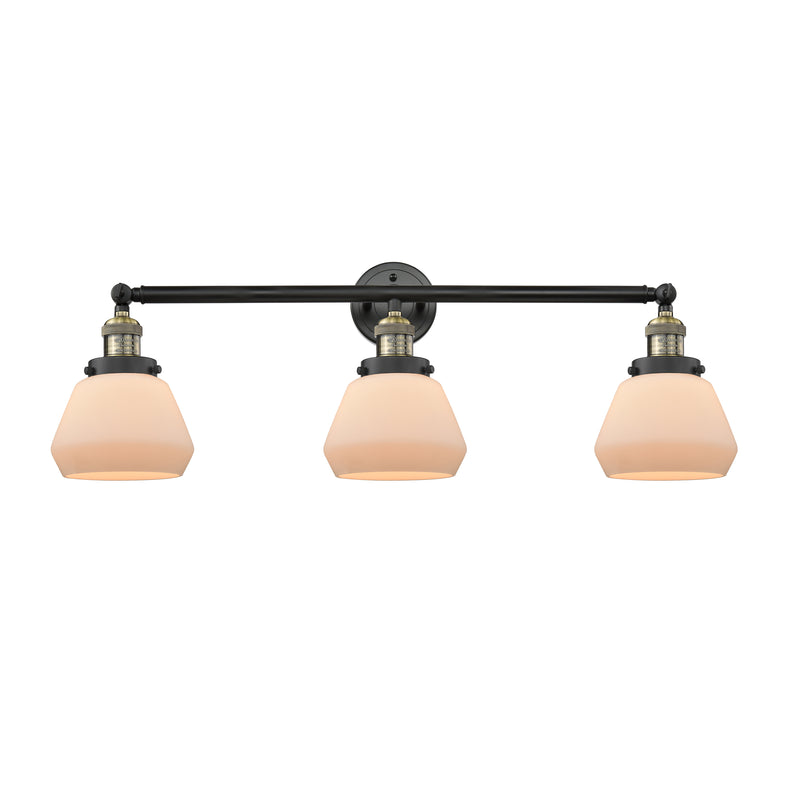 Fulton Bath Vanity Light shown in the Black Antique Brass finish with a Matte White shade