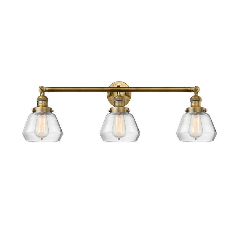 Fulton Bath Vanity Light shown in the Brushed Brass finish with a Clear shade