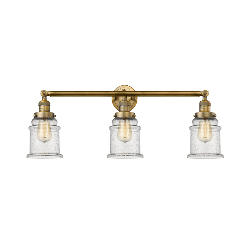 Canton Bath Vanity Light shown in the Brushed Brass finish with a Seedy shade