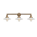 Halophane Bath Vanity Light shown in the Brushed Brass finish with a Matte White Halophane shade