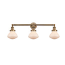 Olean Bath Vanity Light shown in the Brushed Brass finish with a Matte White shade