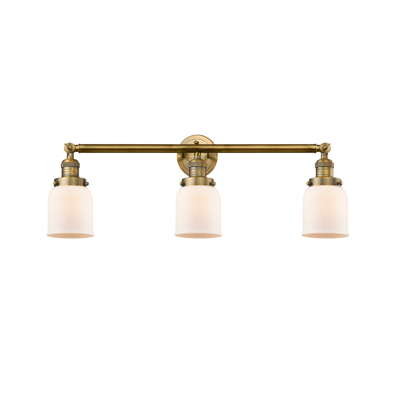 Bell Bath Vanity Light shown in the Brushed Brass finish with a Matte White shade