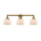 Bell Bath Vanity Light shown in the Brushed Brass finish with a Matte White shade