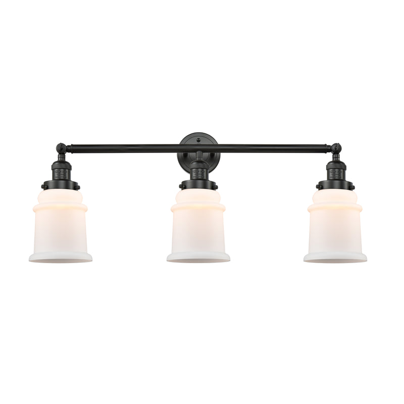 Canton Bath Vanity Light shown in the Matte Black finish with a Matte White shade
