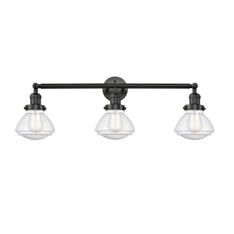 Olean Bath Vanity Light shown in the Matte Black finish with a Seedy shade