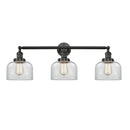 Bell Bath Vanity Light shown in the Matte Black finish with a Clear shade