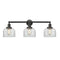 Bell Bath Vanity Light shown in the Matte Black finish with a Clear shade
