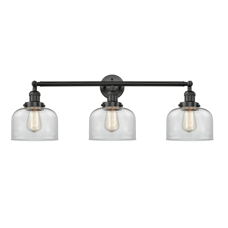 Bell Bath Vanity Light shown in the Matte Black finish with a Clear shade