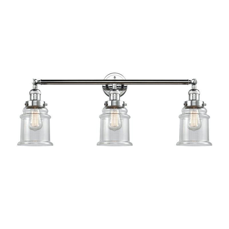 Canton Bath Vanity Light shown in the Polished Chrome finish with a Clear shade