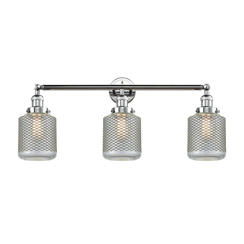 Stanton Bath Vanity Light shown in the Polished Chrome finish with a Clear Wire Mesh shade