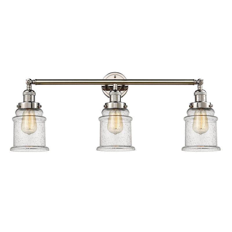Canton Bath Vanity Light shown in the Polished Nickel finish with a Seedy shade