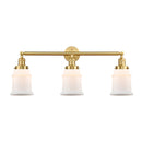 Canton Bath Vanity Light shown in the Satin Gold finish with a Matte White shade