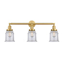 Canton Bath Vanity Light shown in the Satin Gold finish with a Clear shade