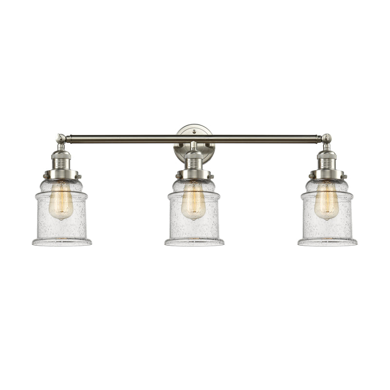 Canton Bath Vanity Light shown in the Brushed Satin Nickel finish with a Seedy shade