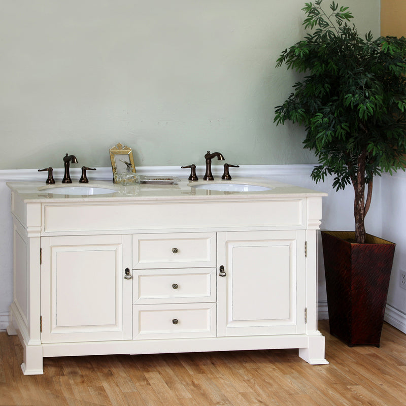 Bellaterra 72" Double Sink Vanity Wood Cream White 205072-D-CR